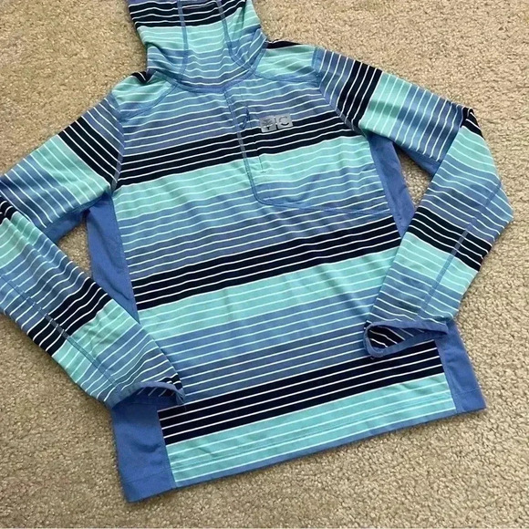 Coolibar Andros Fishing Hoodie Kids Size XL SPF 50+ Outdoor Active Striped. - Picture 4 of 15
